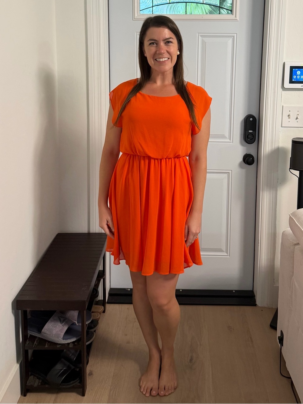 Bright Orange Short Sleeve Dress